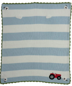 farmyard tractor appliqued knitted blanket by powell craft