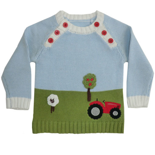 farmyard tractor knitted jumper by powell craft