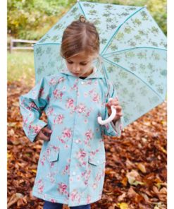 Blue Floral Print Raincoat