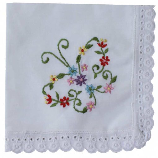 buttterfly embroidered handkerchief by powell craft