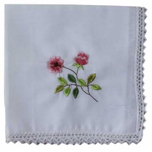 rose embroidered handkerchief by powell craft