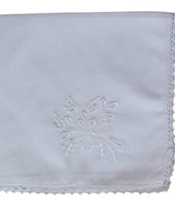 bouquet embroidered white cotton hankie