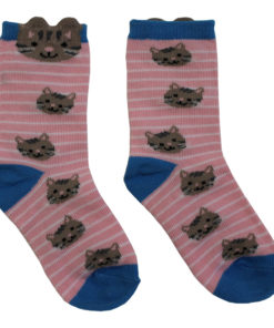 cat pink and white striped socks