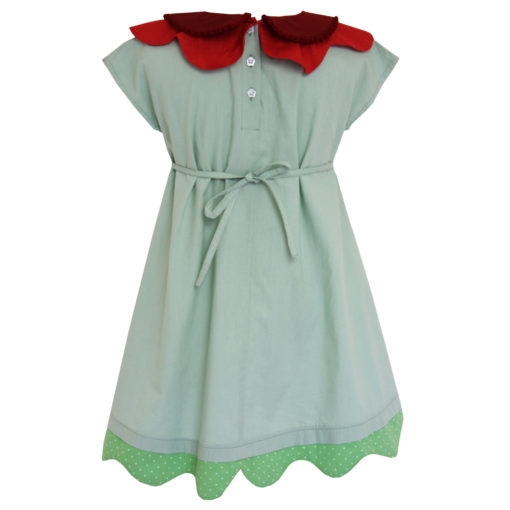 poppy collar girls dress in green by powell craft