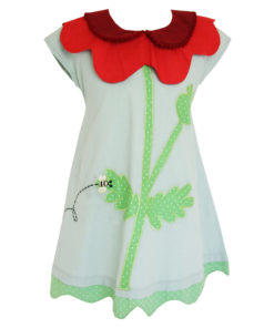 poppy collar girls dress in green by powell craft