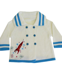space rocket knitted pram coat by powell craft