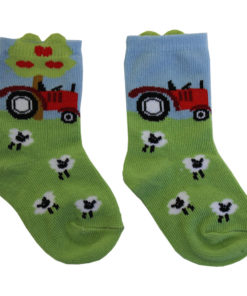 farmyard tractor sheep motif socks