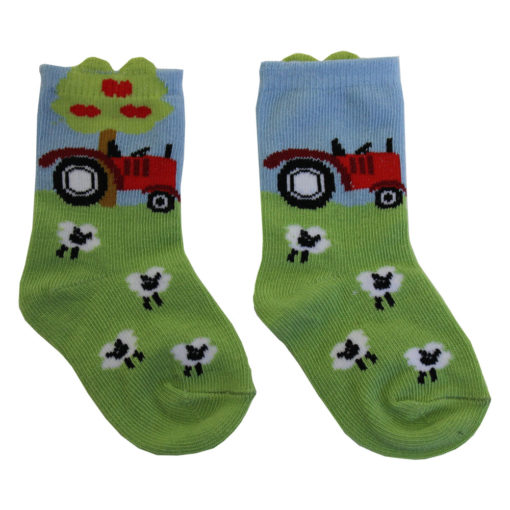 farmyard tractor sheep motif socks