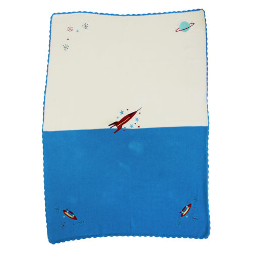space rocket knitted cot blanket by powell craft