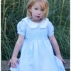 blue and white striped girls dress with smocking detail by powell craft