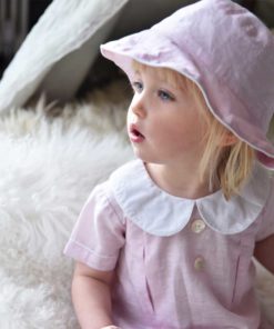 child's linen sun hat in powder pink by powell craft