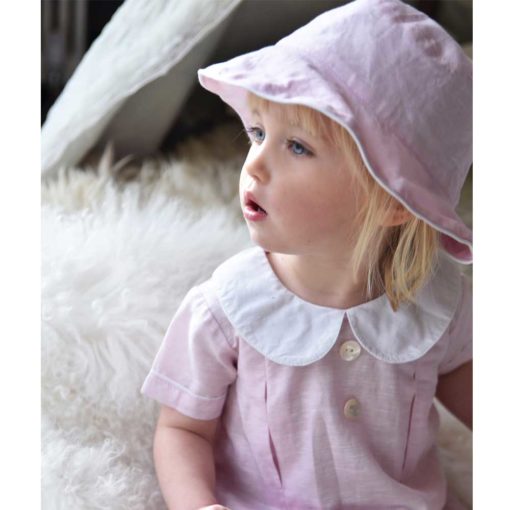 child's linen sun hat in powder pink by powell craft