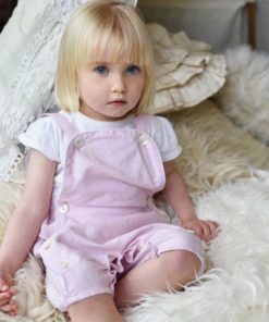 powder pink unisex linen dungarees by powell craft