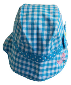 blue gingham appliqued cat childs hat by powell craft