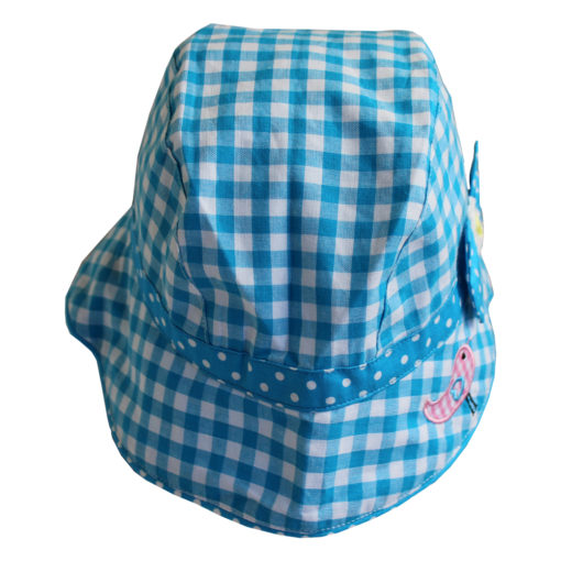 blue gingham appliqued cat childs hat by powell craft