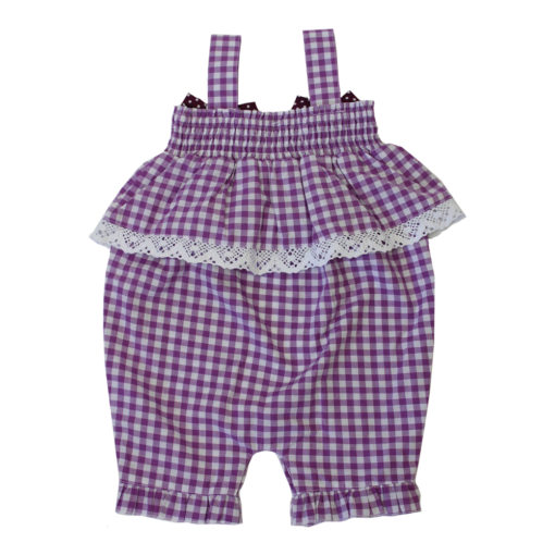lilac gingham childs romper by powell craft